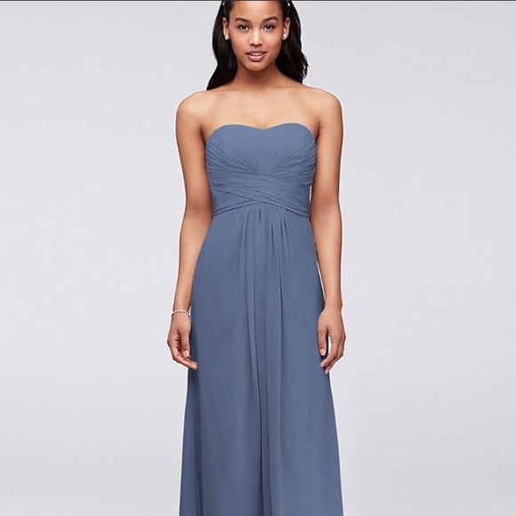 steel blue bridesmaid dresses long
